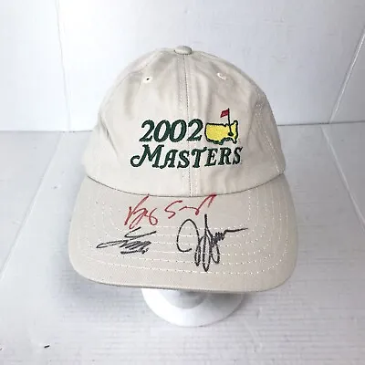 2002 Masters Golf Autographed Hat Vijah Singh Larry Mize Jeff Sluman Signed • $199.99