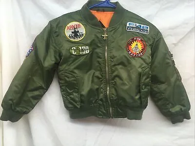 $24.99 • Buy Flight Jacket Aviator Bomber Top Gun Military Aeronautical Patches Kids Size 6