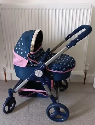 Mamas & Papas My First Toy Dolls Pram - Navy Blue & Pink • £15