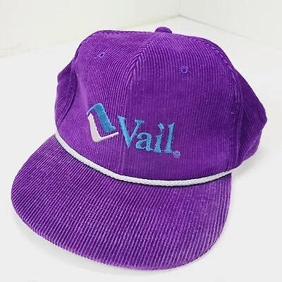 $29.99 • Buy Vintage Vail Colorado Ski Resort Vintage Snapback Hat Corduroy Purple Rope Cap