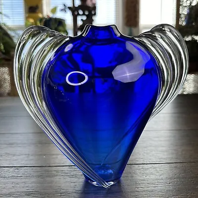 VTG 7” Thomas Buechner Kolbalt Blue Vitrix Hot Glass Studios Vase Signed 1987 • $150