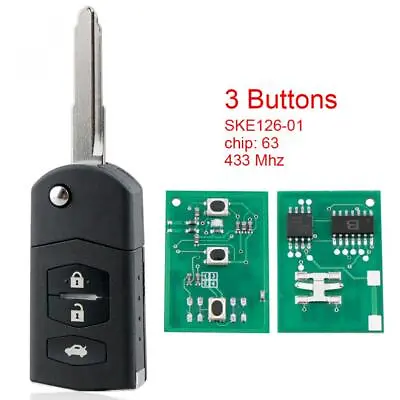 Replacement Flip Remote Key Fob 433MHz ID63 3 Button Fit For Mazda 2 3 5 6 6 8 • $33.13