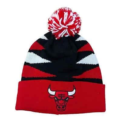 MITCHELL AND NESS Chicago Bulls Intimidate Cuff Pom Beanie - RED WHITE BLACK • $19.99