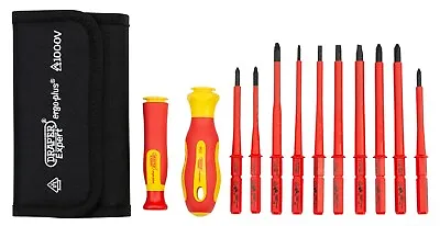 Draper 12 Piece VDE Insulated Interchangeable Blade Screwdriver Set In Tool Roll • £27.99