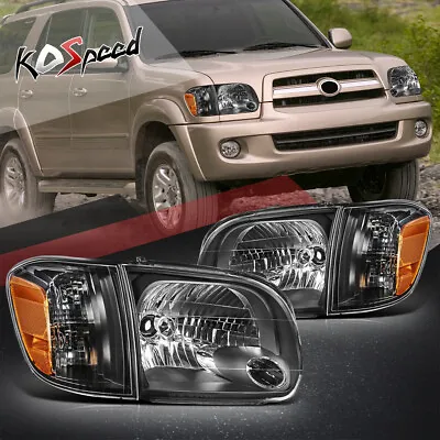 Black Factory Sytle Headlights Assembly For 05-07 Toyota Sequoia/Tundr Crew Cab • $104.99