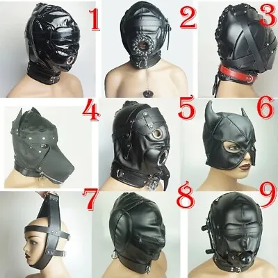 2023 New Bondage Full Hood MaskBDSM  Couples Slave Leather Harness Padded Gimp • $22.55