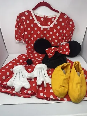 *VINTAGE* HAND MADE Minnie Mouse Adult COSTUME Size Small Red White Polka Dots • $92.13