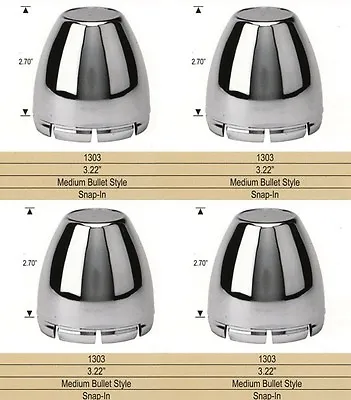 4 Cap Deal 1303 Fits 3.22  Bore Dome Bullet Shaped Wheel Rim Chrome Center Caps • $39.95