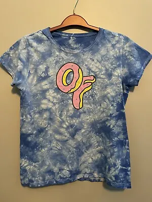 Odd Future Women Top M Blue Tie Dye T-Shirt Logo Graphic Tyler The Creator (C79) • £12.34