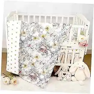  4-Piece Crib Bedding Set Baby Girl Bedding Crib Set Flower Crib Floral • $63.12