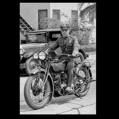 Vintage Indian Motorcycle Cop PHOTO 1930s Los Angeles Police Officer • $4.78