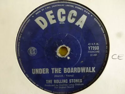 *THE ROLLING STONES  Under The Boardwalk /Walking The Dog   7 Vinyl Record 45rpm • $19.50