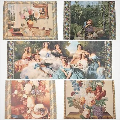 Elegant Rococo Floral Vintage Rustic Garden Scenery Tapestry Wall Hanging Woven • $47.49