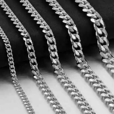 Stainless Steel Cuban Chain Necklace Silver Plated Choker Mens 3/5/7/9/11mm • $5.44