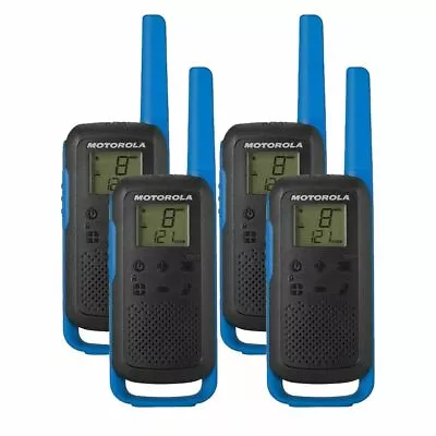 4 X Motorola T62 Two Way Radio Walkie Talkie Blue 8KM PMR446 Licence Free Quad • £96.99