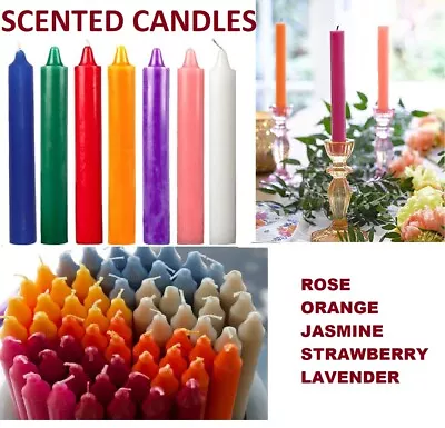 Scented Dinner Candles Long Run Line For Cheap Price Pack Of 4 Many Colours Uk  • £3.79