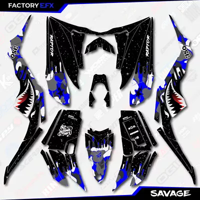 $124.99 • Buy Gray & Blue Savage Camo Racing Graphics Kit Fits Yamaha Raptor 350 04-13 Decal