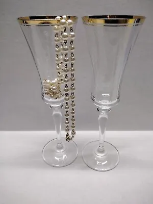 Mikasa Jamestown Gold Clear Champagne Crystal Glass (2) FREE SHIPPING! Cup  • $48