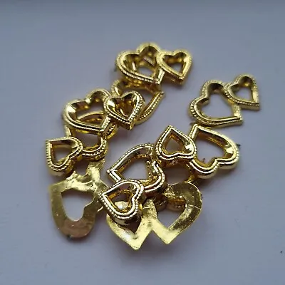 10 Gold Plastic Joined Hearts Wedding Invitation Card Making 18mm Approx F20 • £3.15