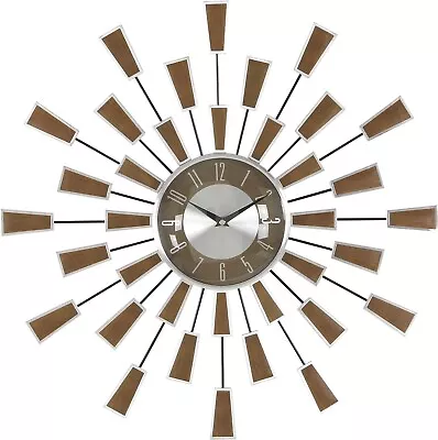 Large Starburst Wall Clock Metal Analog Mid Century Modern Vintage Style Decor • $62.99