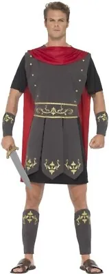 Small Mens Roman Gladiator Costume With Tunic Cape Cuffs Fancy Dress Up Party • £21.99