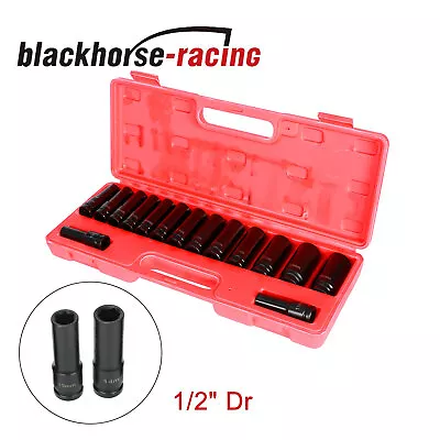 15 Pcs 1/2-Inch Drive Deep Impact Socket Set 6 Point Metric (10-24 Mm) | 4883 • $35.01