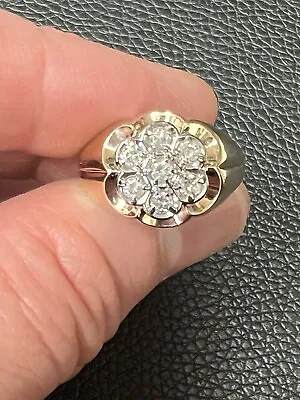 10kt Yellow Gold Mans 1/4ct Diamond Cluster Ring Size 9.5 L@@k • $299