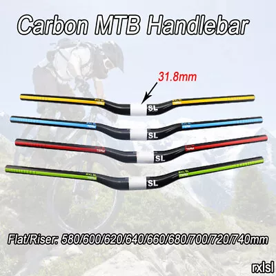 31.8mm Carbon MTB Handlebar Mountain Bike Bicycle Flat/Riser Handle Bar 3K Gloss • $23.99