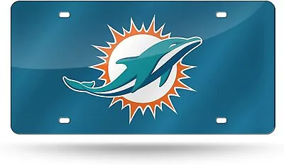 Miami Dolphins Premium Laser Cut Tag License Plate Blue Mirrored Acrylic... • $33.79