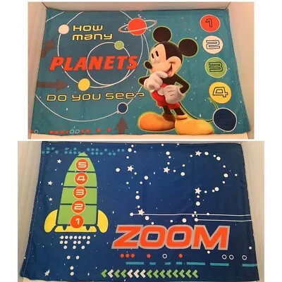 Disney Mickey Mouse Astrology Planets Rocket Space Shuttle Numbers Pillowcase • $4