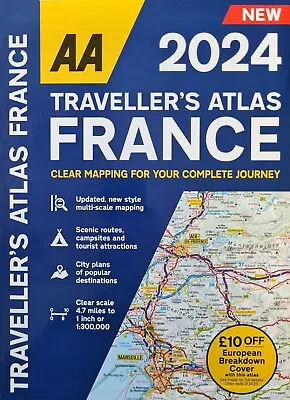 AA France 2024 Traveller's Road Atlas Map A4 Latest Edition • £15.99