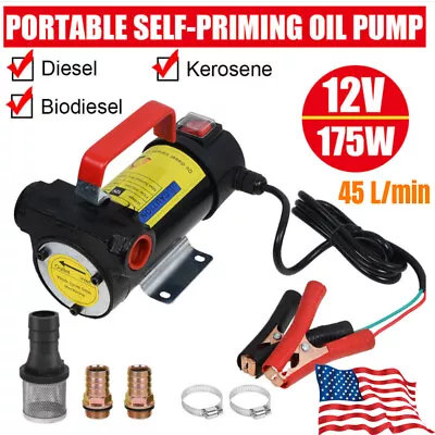 Electric Fuel Transfer Pump Diesel Biodiesel Oil Extractor Pump Motor 12V 175W • $34.19