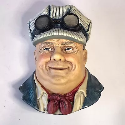 Vintage Bosson Chalkware Head - Engineer Steam Railway Locomotive - 1992 • $45