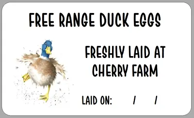Personalised Duck Egg Box Labels Small Customised Carton Stickers Laid On Date • £2.70