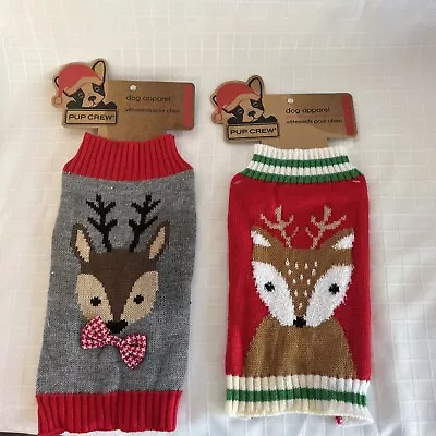 $8 • Buy Pup Crew Christmas Dog Sweaters: Size Small - Never Worn! Fox And Reindeer 