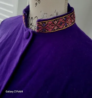 St Michael Purple Velvet Dressing Gown 50s 60s Oriental Nylon 10  M&S Vintage • £26.95