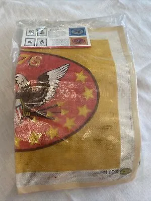 Vtg Needlepoint Kit American Eagle Red Gold M102 Cotton • $30
