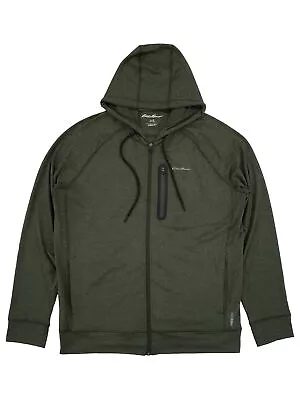 Eddie Bauer Mens Fade Olive Green Resolution Tech Full Zip Hoodie Sweatshirt • $52.99