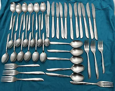 41 Pc Lot Oneida Community Twin Star Atomic Starburst Stainless Steel Flatware • $98.99