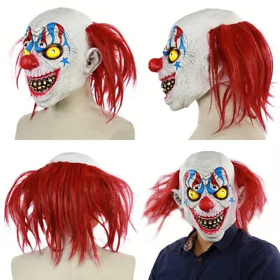 Evil Clown Mask Scary Full Mask Circus Masquerade Costume Fancy Dress Party • $16.59