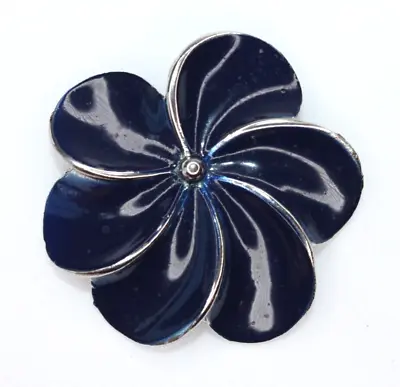 Gold Tone Blue Enamel Pinwheel Flower Brooch Pin • $12.50