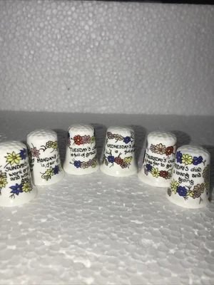 £3.99 • Buy COLLECTABLE THIMBLE MONDAYS CHILD NURSERY RHYME  BONE CHINA Set Of 6