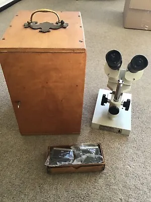 Hampshire Micro Meiji Binocular Stereo Microscope In Storage Box Used • £159.99