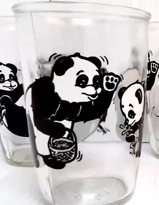 $19.99 • Buy VTG Lot Of 5 Brockway Glass Penn Maid Sour Cream B&W Graphic Panda Bear Glasses
