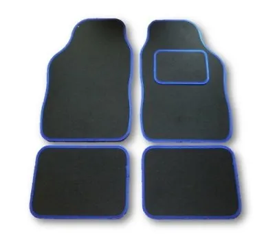 UNIVERSAL CAR FLOOR MATS BLACK + BLUE TRIM -FOR VAUXHALL ASTRA SXi VXR SRi ELITE • $13.63