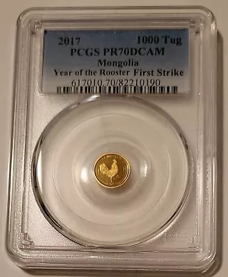 Mongolia 2017 Gold 1000 Tugrik Year Of The Rooster PR70 DCAM PCGS FS Low Mintage • $109