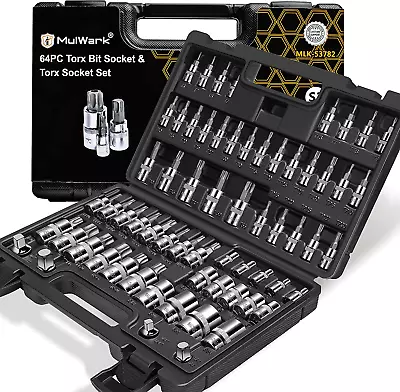 64-Piece Master-Torx-Automotive-Mechanics-Tool | 3/8 1/4 1/2 In. Drive Torx Bi • $85.10