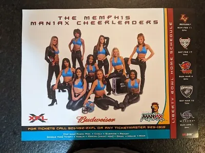 2001 XFL Football Memphis Maniax Cheerleaders Home Schedule Poster 18 X 24 Orig • $10