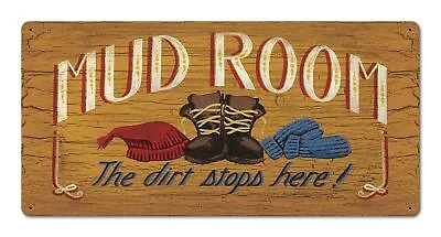 Mud Room The Dirt Stops Here! 24  Heavy Duty Usa Made Metal Home Decor Sign • $111