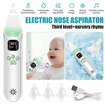 Baby Electric Nasal Aspirator Safe Hygienic Nose Cleaner For Infant With Music • £14.99